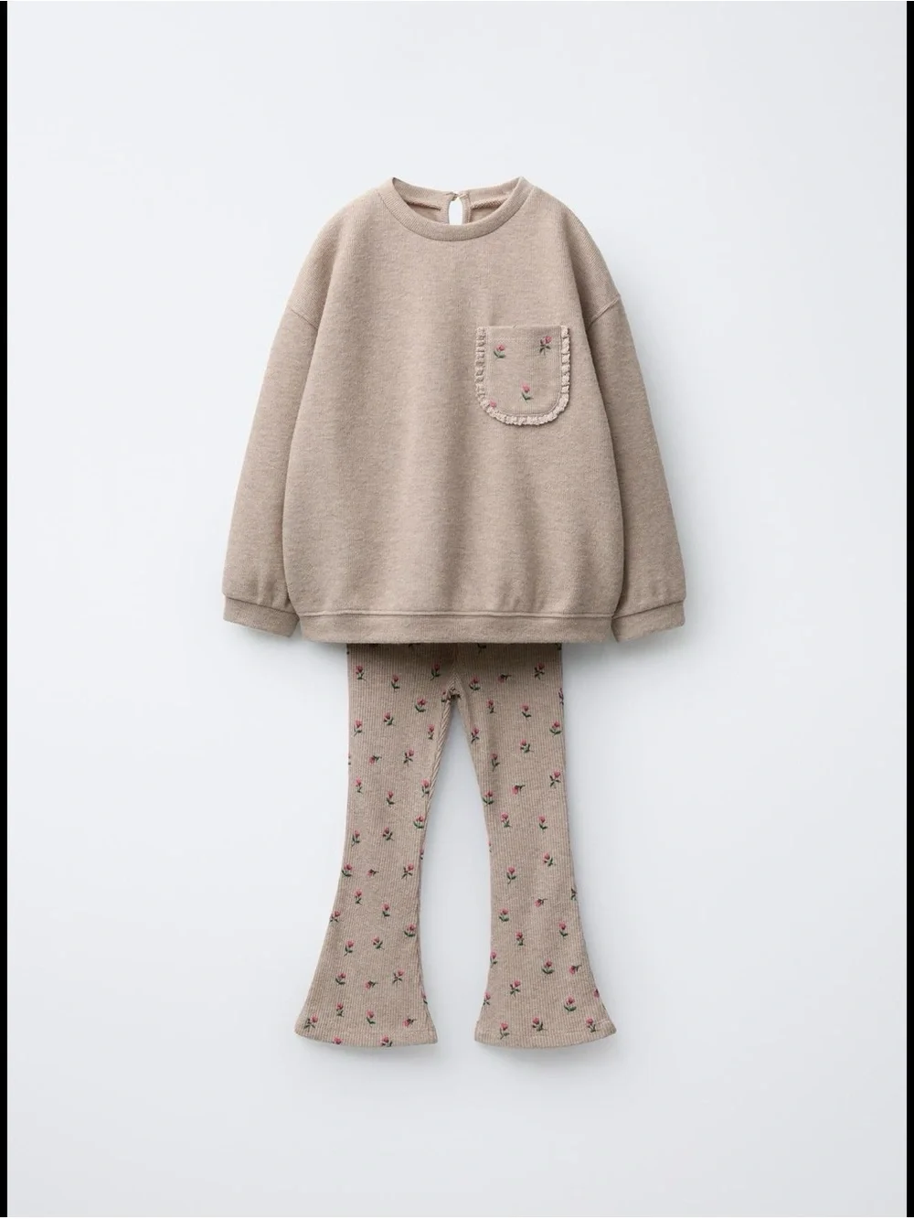 Zara brown Floral Pocket Sweatshirt & Legging Set